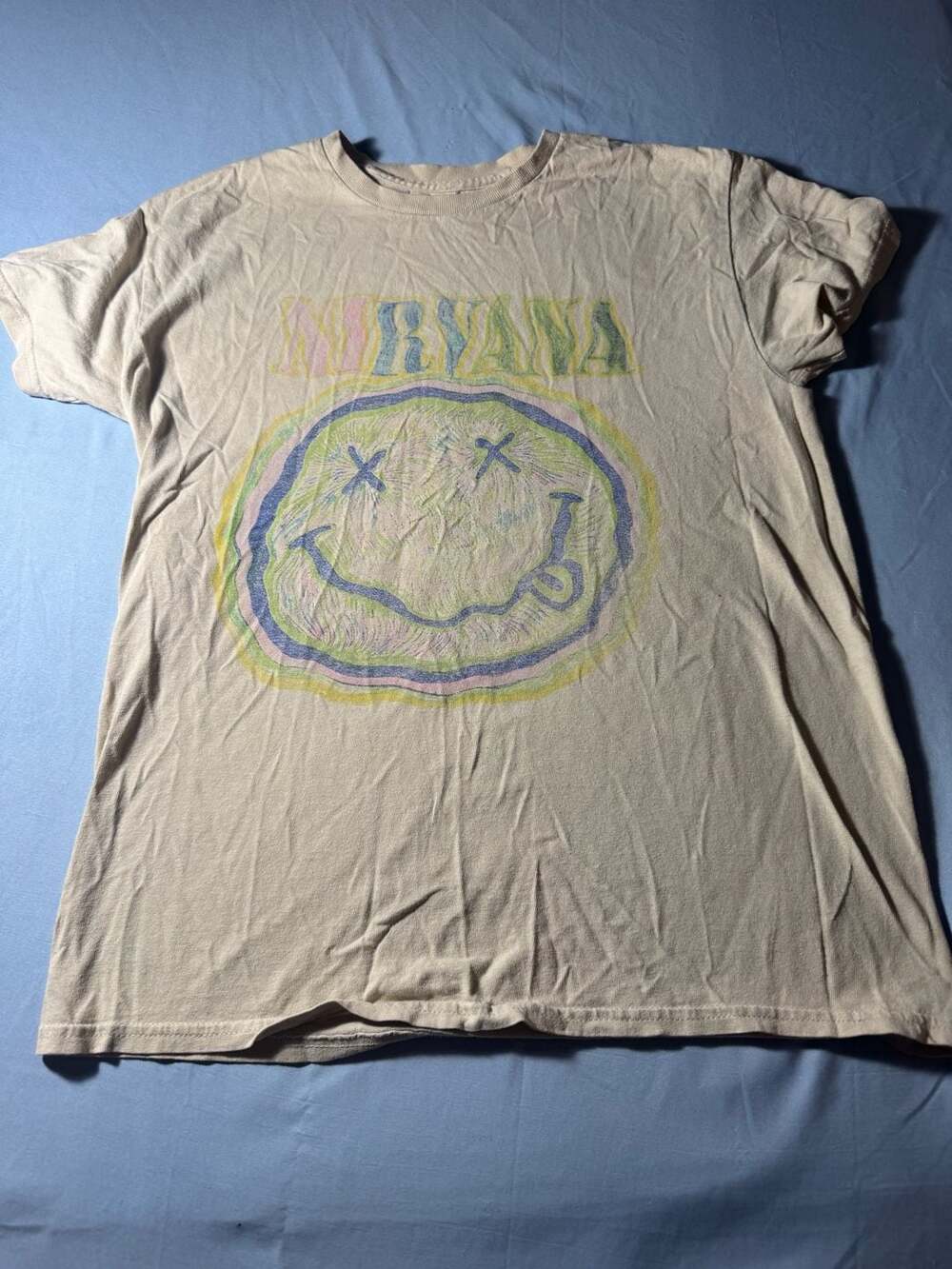 Nirvana Scribble Happy Face White T-Shirt